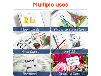 180PCS White Blank Index Flash Cards to Write on