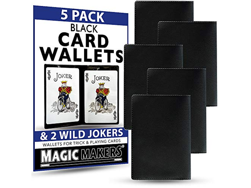 Black Card Wallets 5 Pack with Wild Jokers