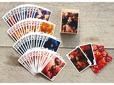 Black Lady with Flowers Playing Cards