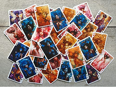 Black Lady with Flowers Playing Cards