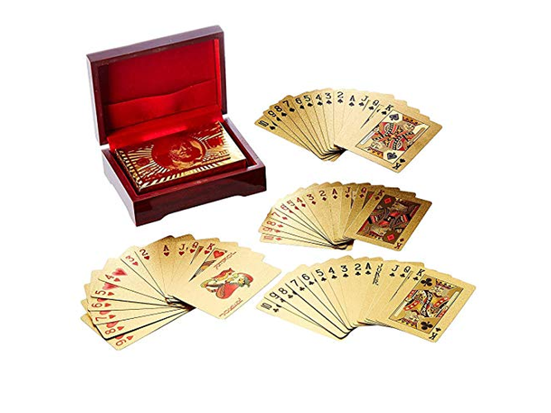 Deck of Poker Playing Cards in 999.9 Gold Foil Plating