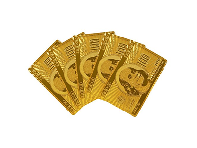 Deck of Poker Playing Cards in 999.9 Gold Foil Plating