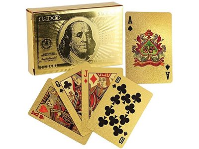 Deck of Poker Playing Cards in 999.9 Gold Foil Plating