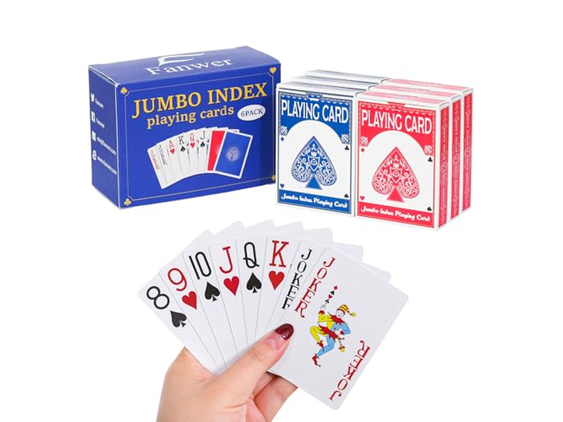 Fanwer 6 Pack Large Print Playing Cards