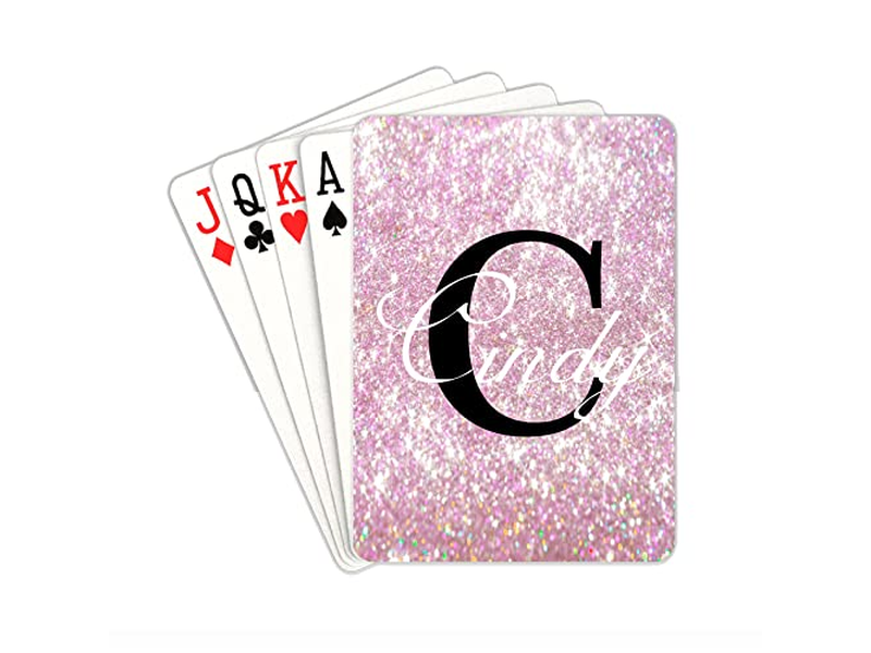 Glitter Print Pink Bling Playing Cards Custom Playing Cards Monogram