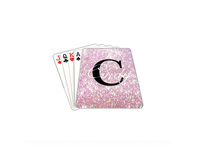 Glitter Print Pink Bling Playing Cards Custom Playing Cards Monogram
