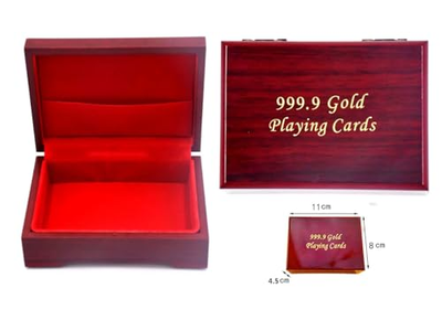 Luxury 24K Gold Foil Poker Playing Cards with Wooden Box