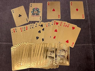 Luxury 24K Gold Foil Poker Playing Cards with Wooden Box