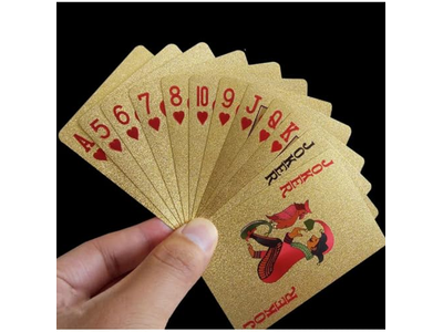 Luxury 24K Gold Foil Poker Playing Cards with Wooden Box