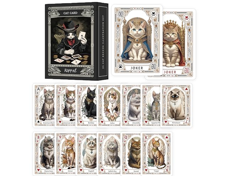 Unique Vintage Cat Dog Portraits Playing Cards