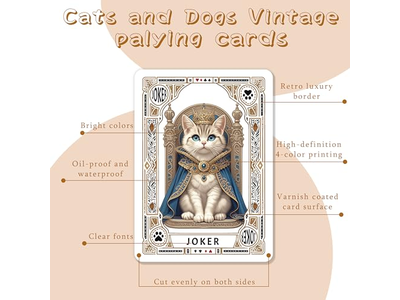 Unique Vintage Cat Dog Portraits Playing Cards