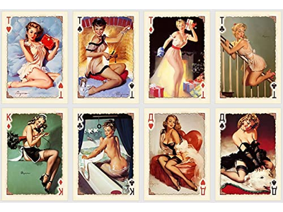 Vintage Pin Up Girls Playing Cards